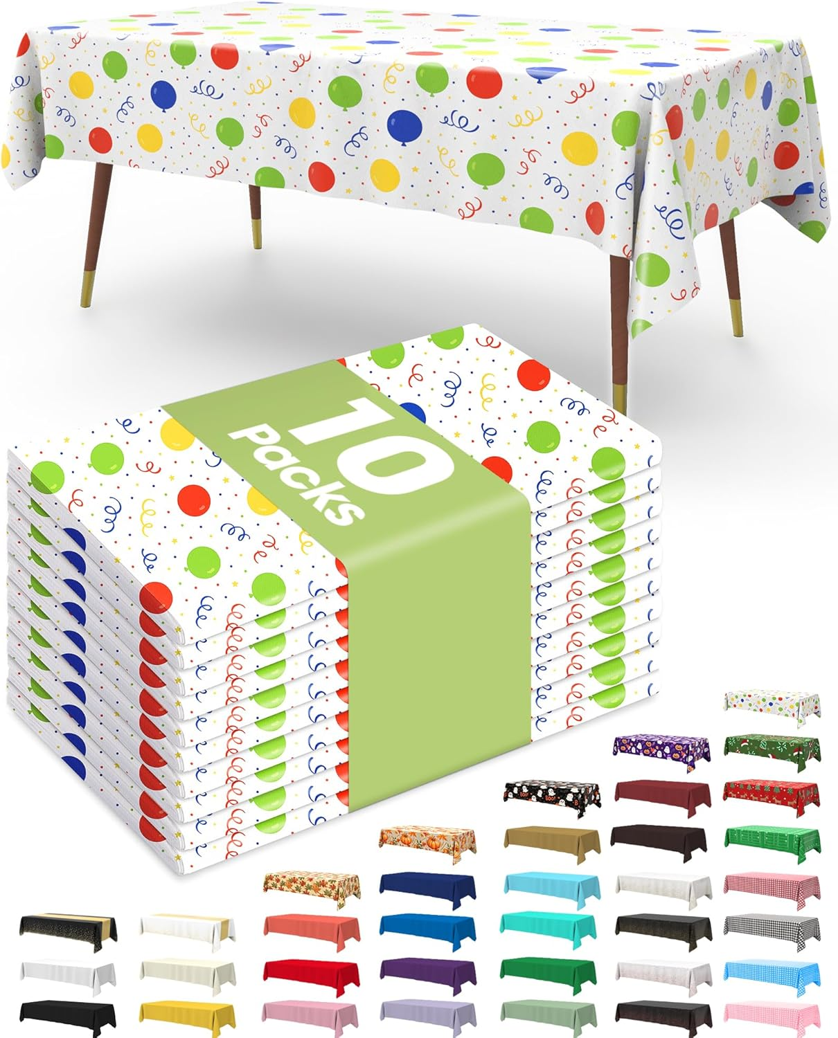 Pureegg Plastic Table Cloth Disposable Table Cloths, Birthday Party Decorations, Picnic