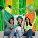 St Patrick Party Decorations Supplies Metallic Fringe Backdrop Curtains